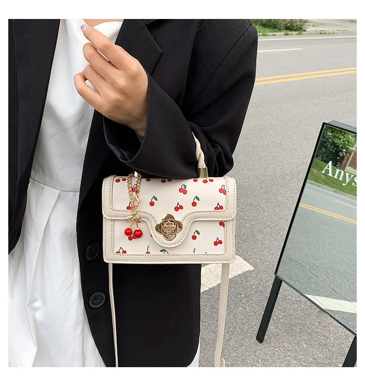 Sweet Cherry Small Square Crossbody | Luxury Chain Designer Handbag Luxegan