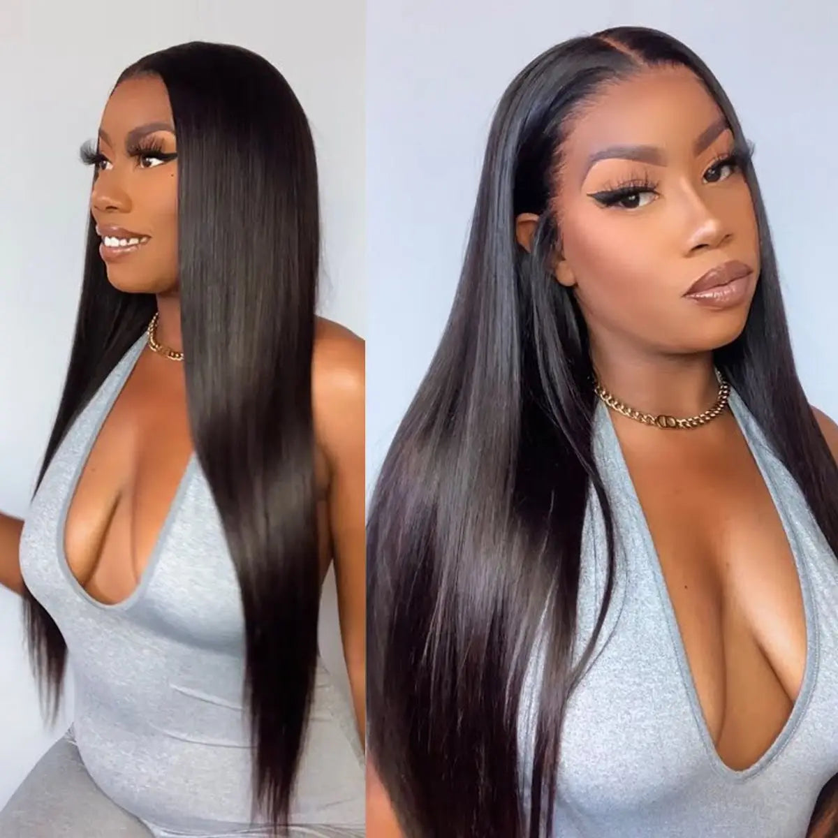 12A Grade Silky Bone Straight Human Hair Bundles (22/24/26 Inch) | 100% Unprocessed Peruvian Virgin Human Hair Weaving | Premium Remy Sew-In Weft Extensions (3-Piece Multipack, #1B Natural Black) Luxegan