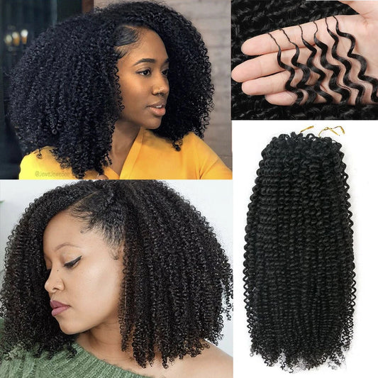 Feathered Kinky Curly Human Hair Crochet Extensions | Knotless Boho Braids | 10–24 Inches Luxegan