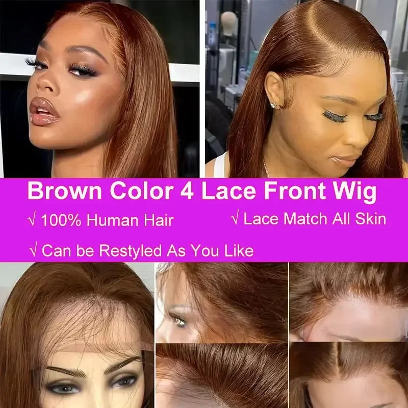 Vietnamese Straight Double Drawn Bob Wig | Sophisticated Chocolate Brown 100% Human Hair | Elegant "13x4 Full Lace Frontal" Silhouette | "Dignified" Transparent Swiss Lace for Radiant Versatile Styling Luxegan