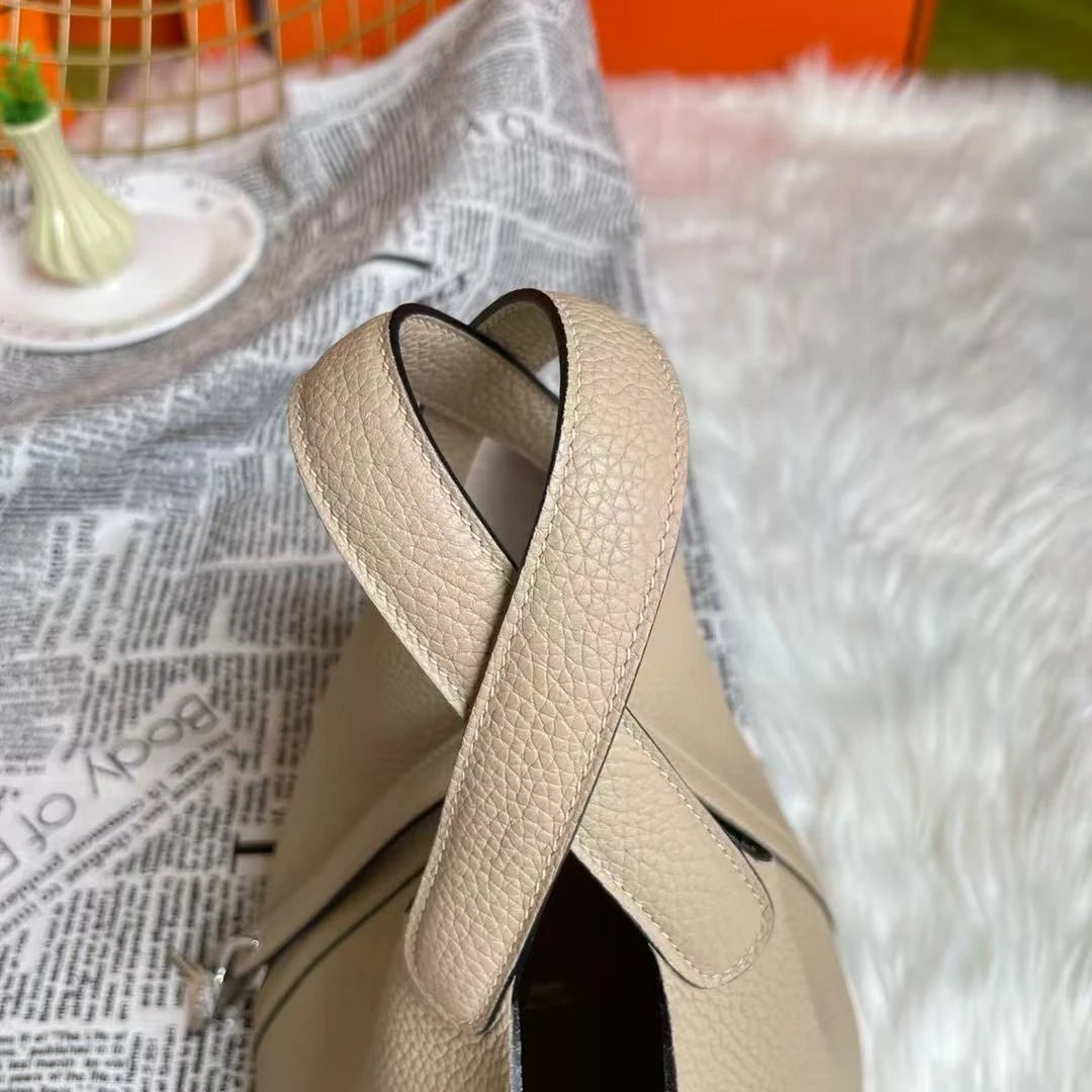 Genuine Leather Solid Casual Tote | Soft Hand-stitched Bucket Commuter Handbag Luxegan