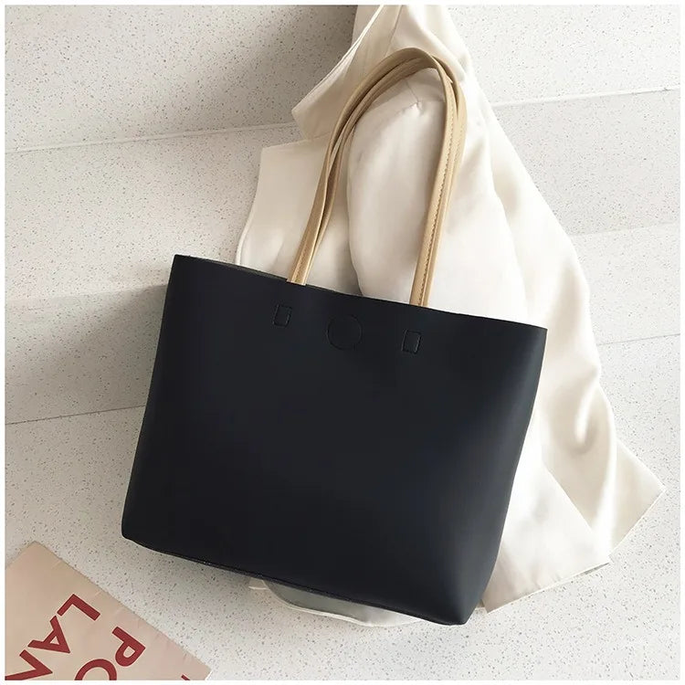 Women's Large Capacity PU Leather Tote Bag | Versatile Handbag Crossbody & Simple Shoulder Messenger Bag Luxegan