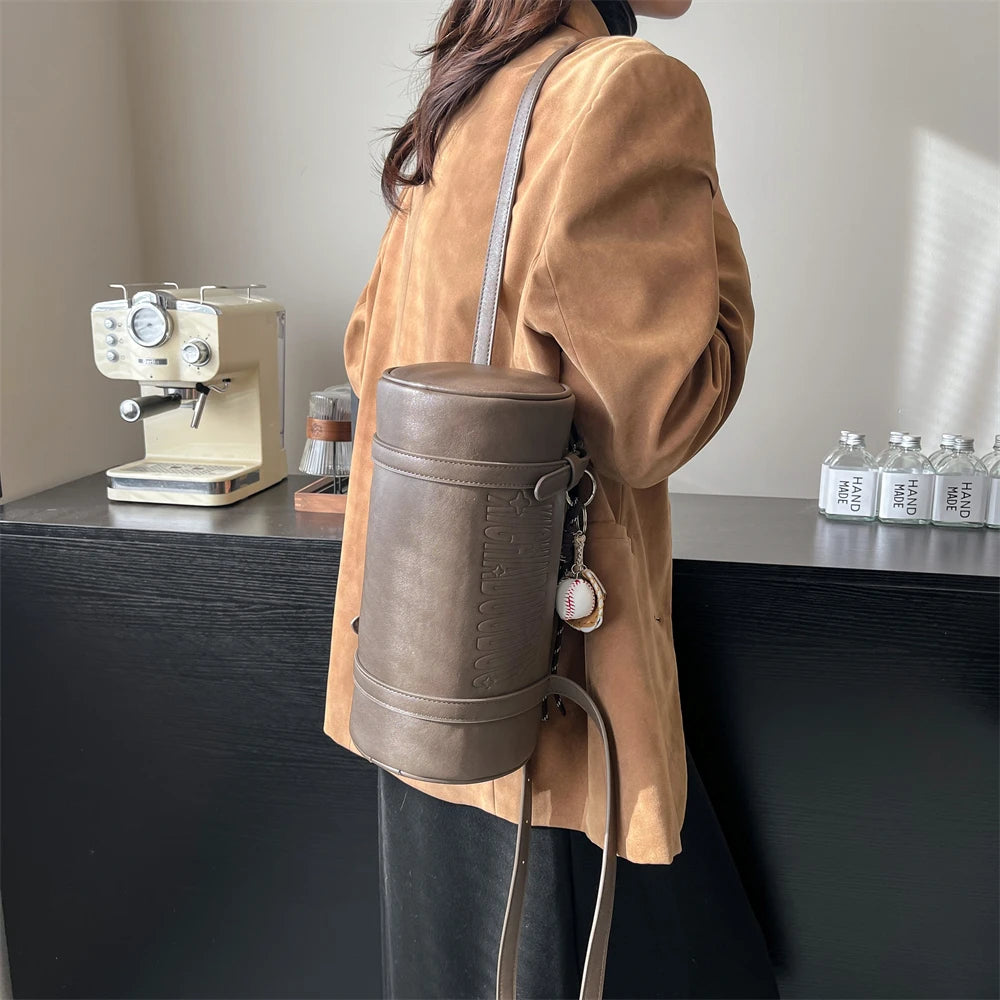 Multifunctional Cylinder Shaped Shoulder Bags | Winter Designer Handbags & Luxury Crossbody Bag