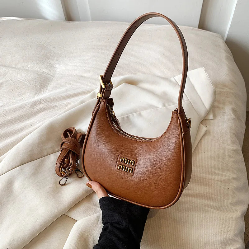 Vintage Small Bag | Women's New Crescent Shaped Bag & Autumn Winter Dumpling Bag (Commuting Black Crossbody Bag) Luxegan