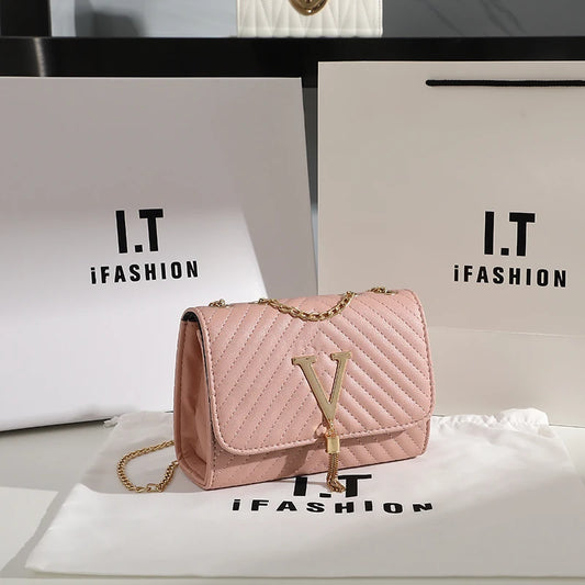 Luxury Embroidery Women’s Crossbody Bag | Sophisticated Thread & Sequined Flap Handbag | Elegant Geometric Pattern Shoulder Bag | Fashion-Forward Party Clutch with "Dignified" Tassel & Chain Accents Luxegan
