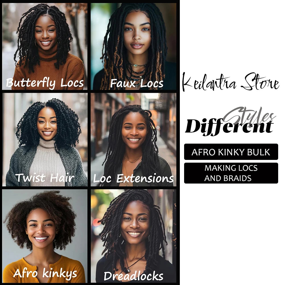 Afro Kinky Bulk Human Hair for Dreadlocks & Loc Repair | Brazilian Hair Braiding Twist Extensions - view 6