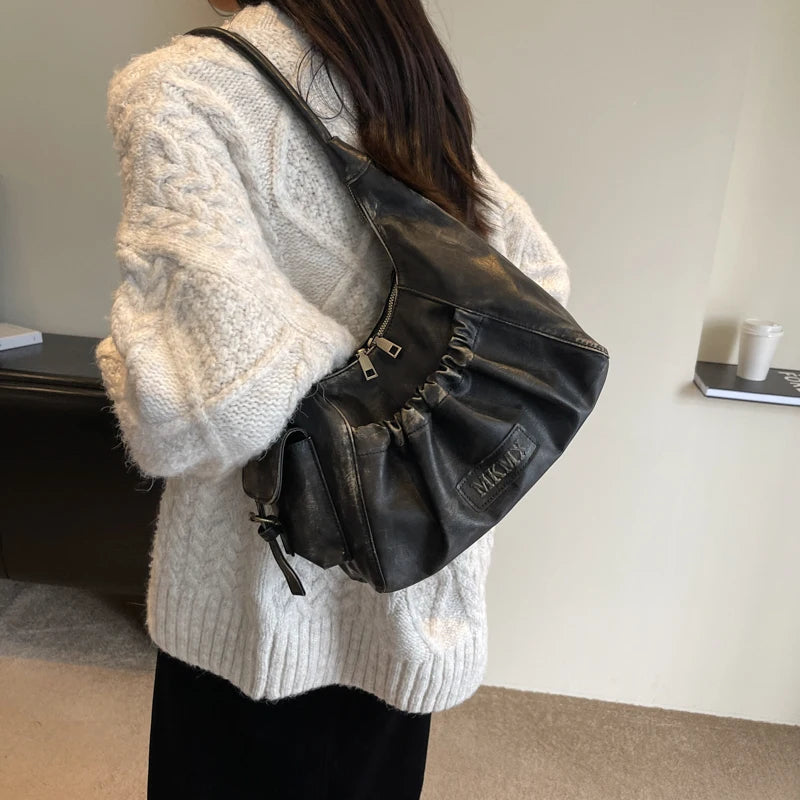 Retro Leather Shoulder Bags for Women | Spring Vintage Underarm Bag Handbags and Purses | Latest Fashion Hand Bag Luxegan