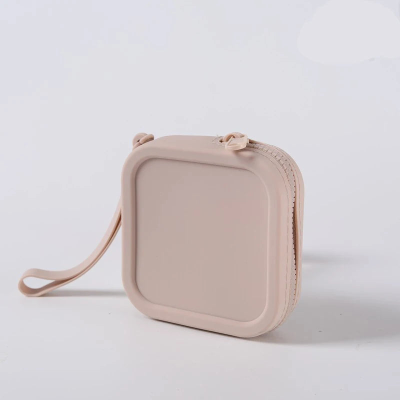 Small Square Waterproof Silicone Wallet | Simple Zipper Organizer Coin Purse & Earphone Bag | Unisex Travel Portable Pouch Luxegan