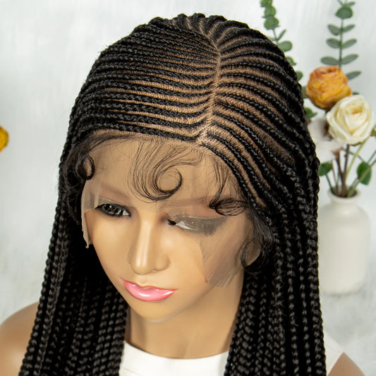  Full Lace Cornrow Knotless Box Braids Wig with Baby Hair Luxegan