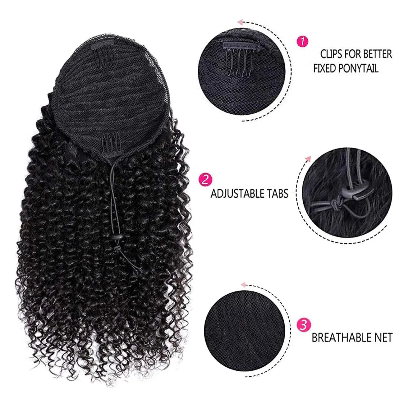 12A Grade Afro Puff Drawstring Ponytail for Black Women | 100% Brazilian Virgin Human Hair Extension | 100g 4C Afro Kinky Curly Clip-In Ponytail Bun Updo Luxegan