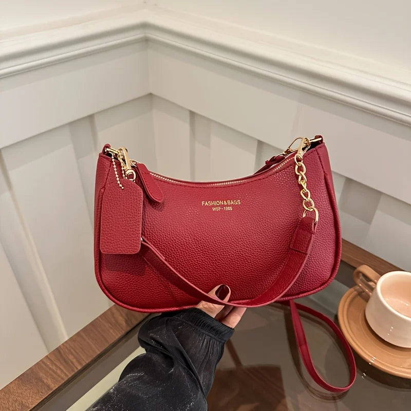 Elegant Vintage PU Leather Underarm Bag Luxegan