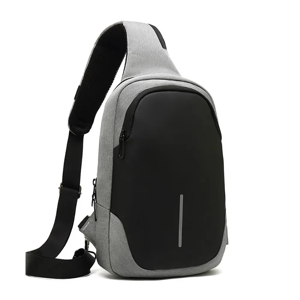 Smart Anti-Theft Waterproof Sling Pack | Sophisticated "Box Chest Bag" Silhouette | Premium Oxford Tech Crossbody Shoulder Bag for Men | Famous Brand Versatile Essential for Modern Urban Commuting Luxegan