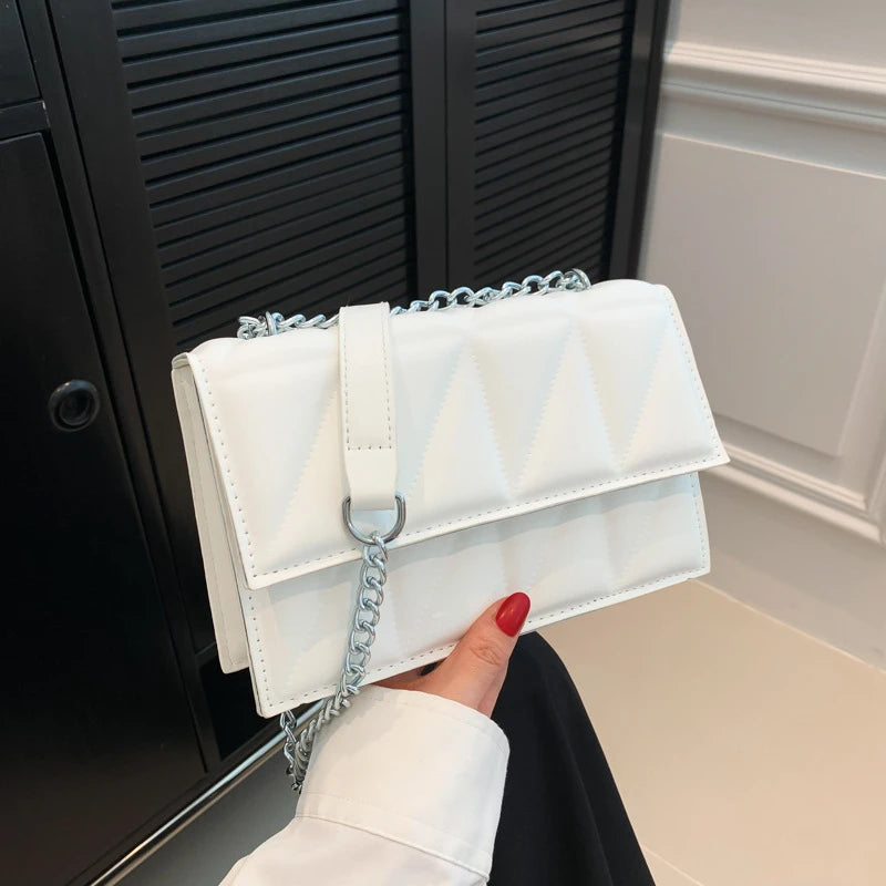 Designer Fashion Women Shoulder Bag | Ladies PU Leather Handle Handbag | Chain Strap Crossbody Bag (Vintage Pillow Shape) Luxegan