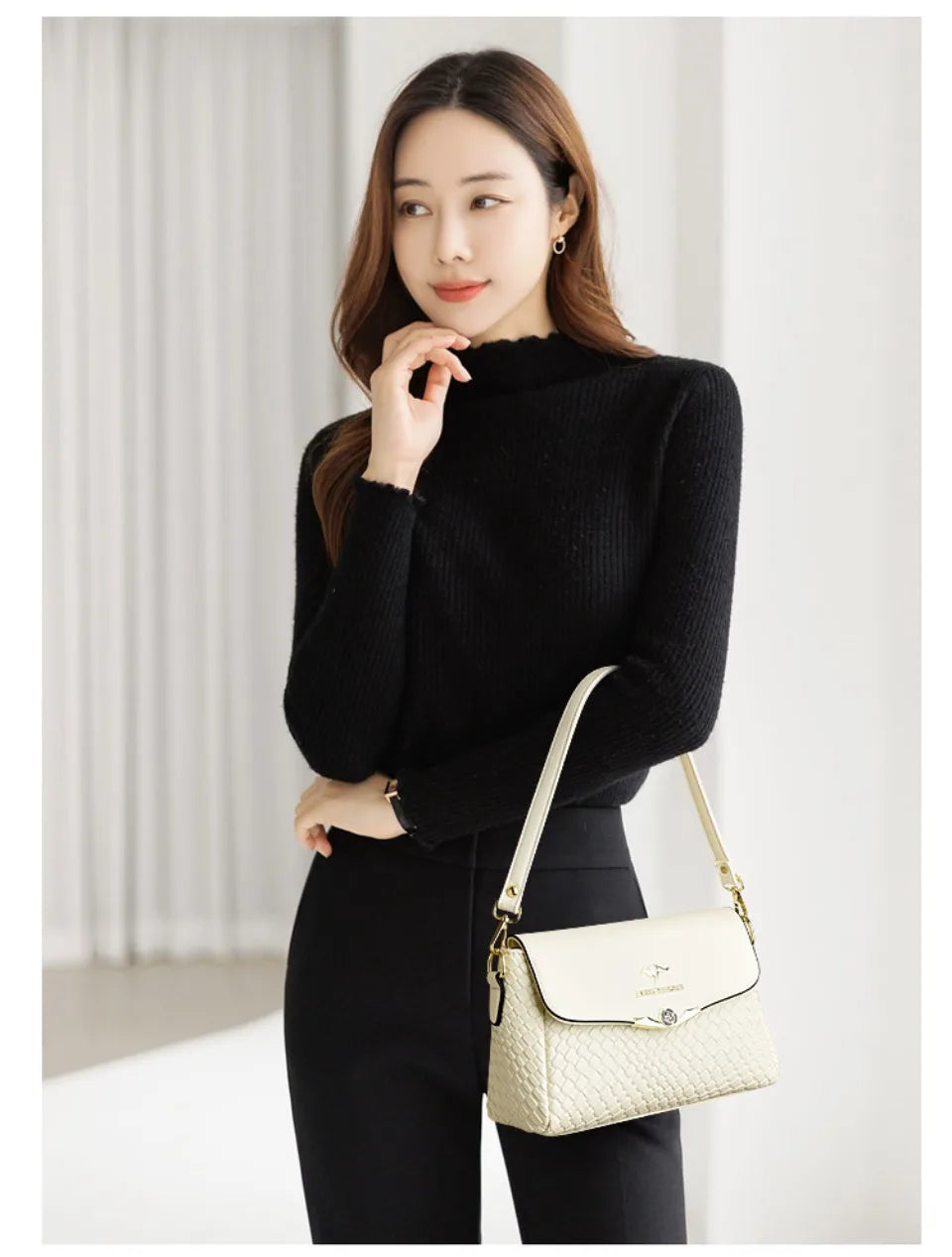 Luxury Knitted PU Leather Crossbody | Soft Shoulder Messenger Bag Luxegan