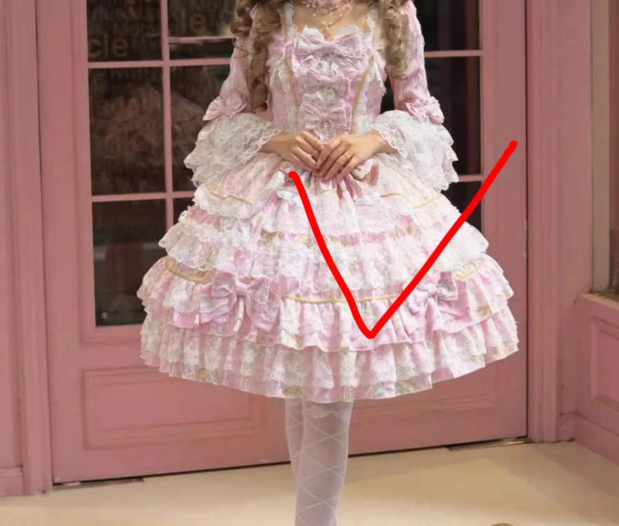 Women's Original Design Sweet Long Sleeve OP Dress | Super Fairy Cute Bow Birthday Party Gown | Elegant Square Collar Slim Fit Princess Dress | Premium Tatting Non-Stretch A-Line Lolita Vestido Luxegan