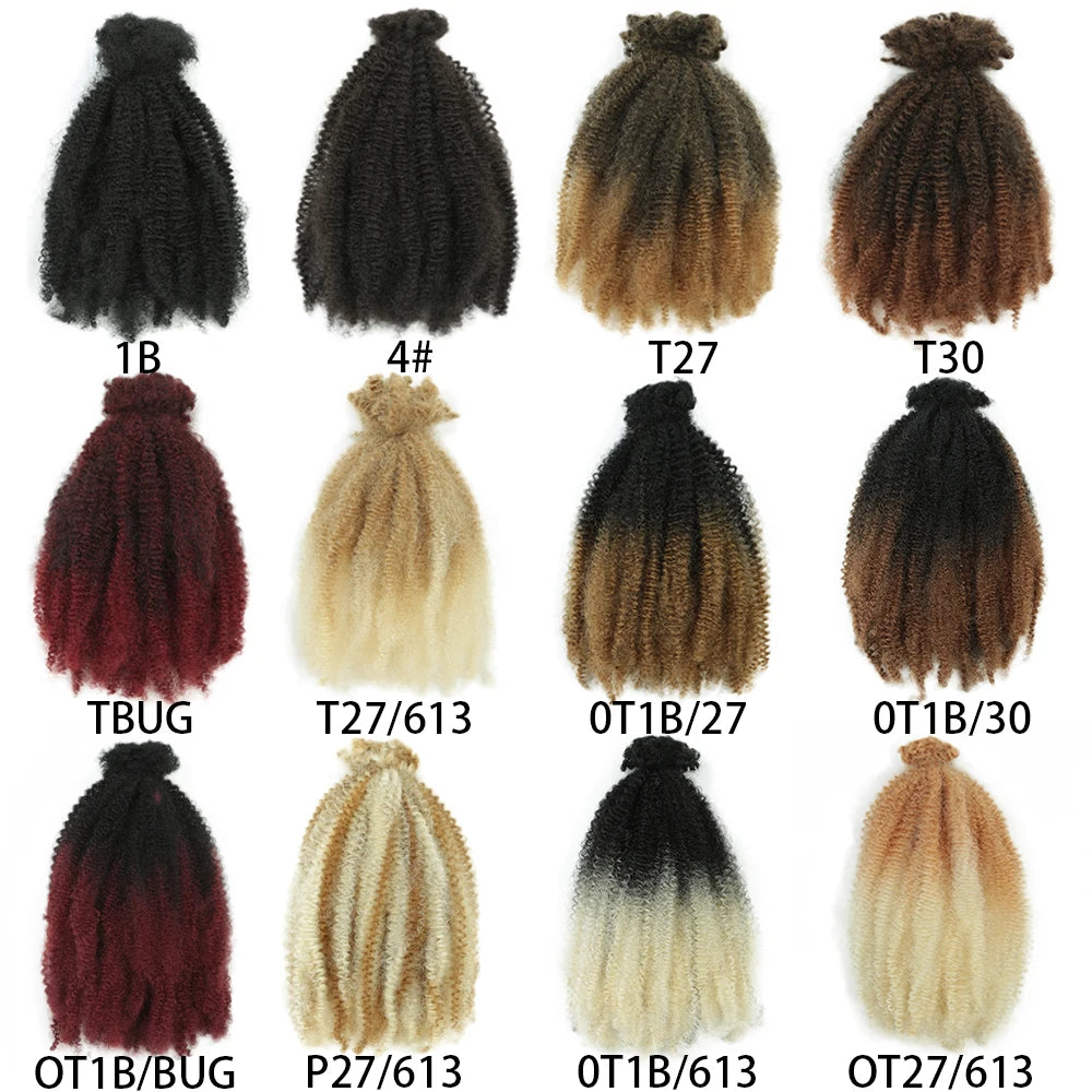 Afro Kinky Curly Bulk Synthetic Braiding Hair 12in – Soft Micro Twist Crochet Hair | 12 Ombré Colors