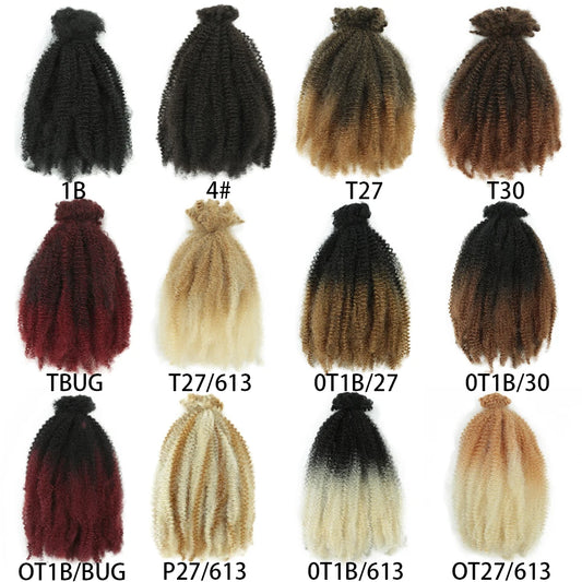 Afro Kinky Curly Bulk Synthetic Braiding Hair 12in – Soft Micro Twist Crochet Hair | 12 Ombré Colors