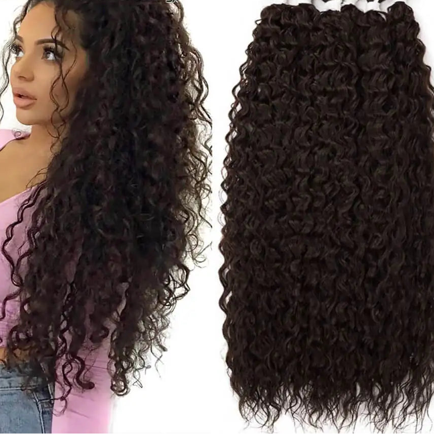 Synthetic Water Wave Hair Bundles | 28–32 Inch Curly Extensions Luxegan