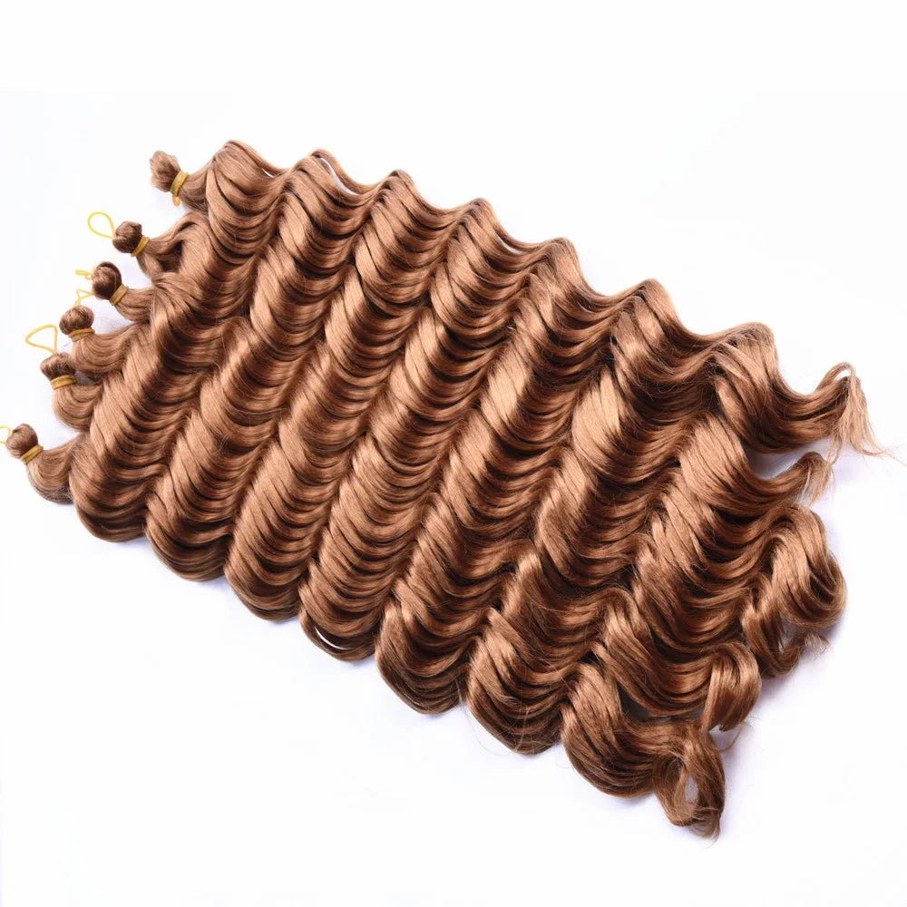 20" Deep Curly Crochet Braiding Hair | Deep Wave Bulk Synthetic Braid Extensions | 23 Colors