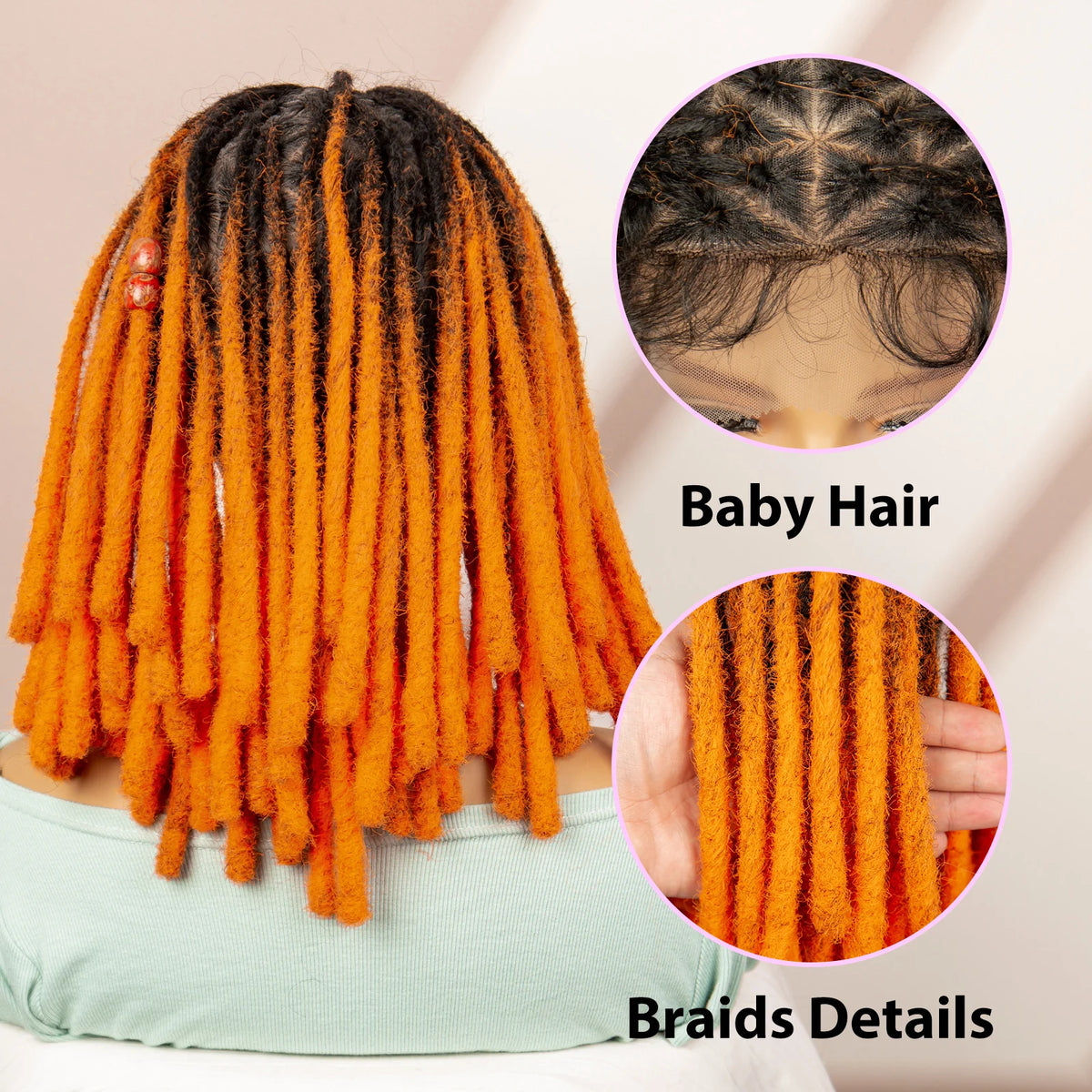 14 Inch Twisted Dreadlock Box Braided Wig | Full Lace | Baby Hair