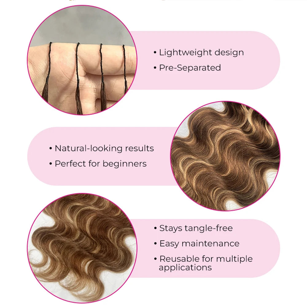 Highlight P427 Body Wave Feather Crochet Human Hair – Double Drawn Miracle Knots Boho Braids - view 4