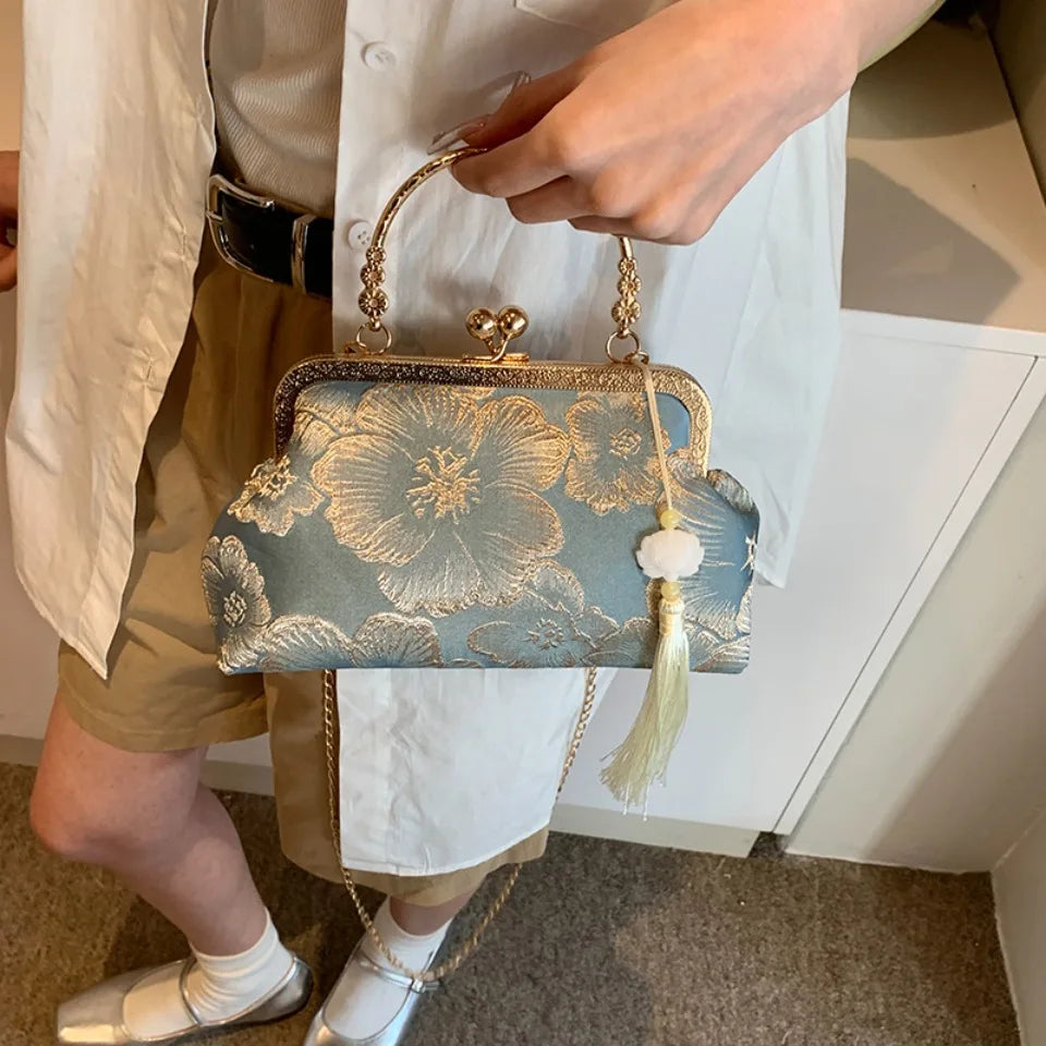 Chinese Style Embroidered Shoulder Bag | Retro Small Square Handbag & Luxury Evening Clutch Luxegan