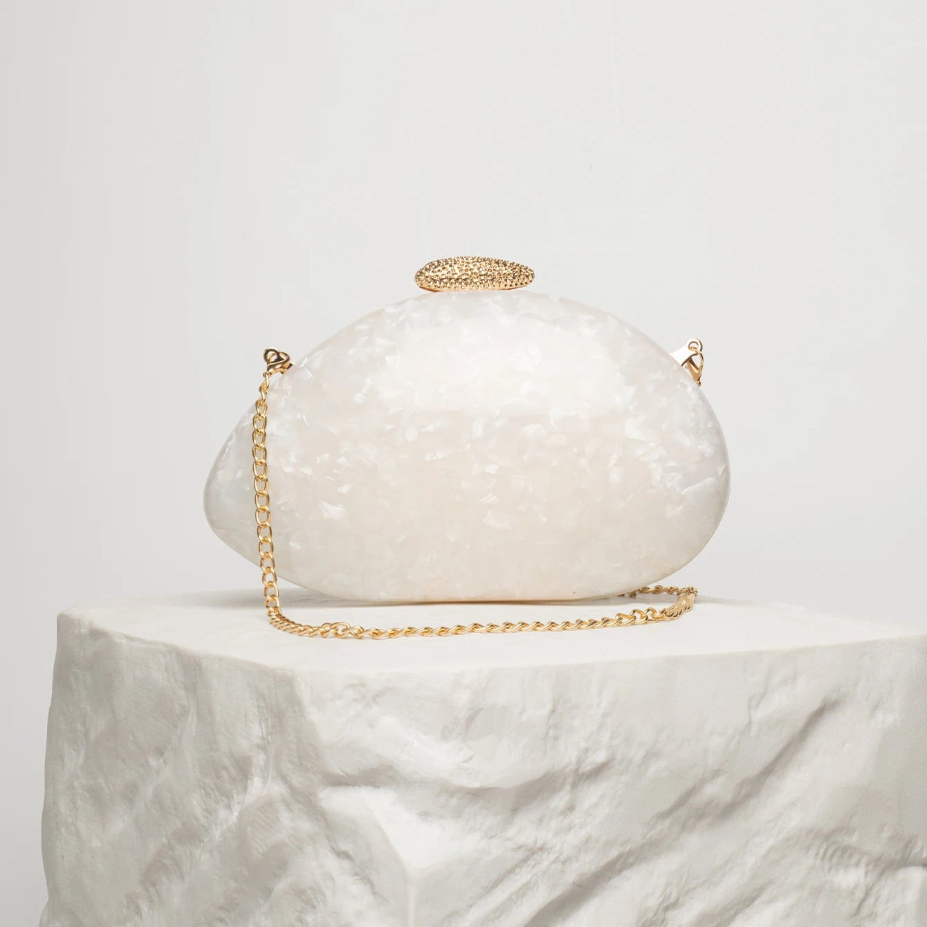 Marble Pattern Acrylic Shell Bag | Fashion Wedding & Evening Clutch Luxegan