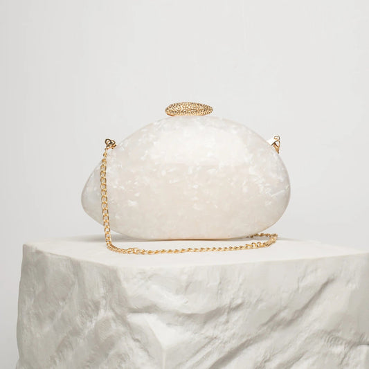 Marble Pattern Acrylic Shell Bag | Fashion Wedding & Evening Clutch Luxegan