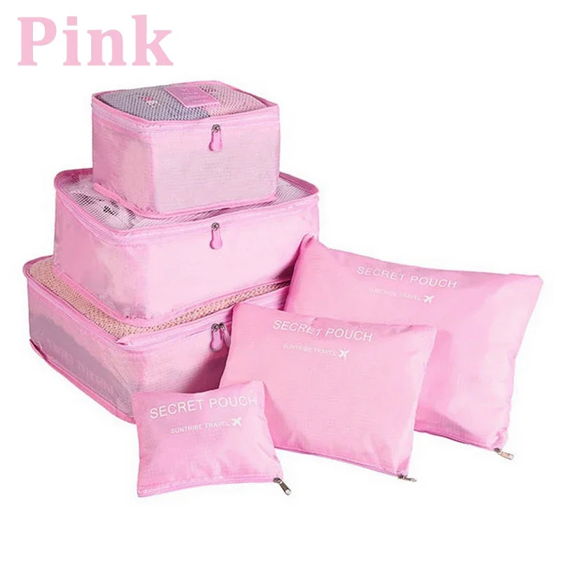 6pcs Set Travel Storage Bags | Suitcase Packing Set & Portable Luggage Organizer (Clothes Shoe Foldable Organizer) Luxegan