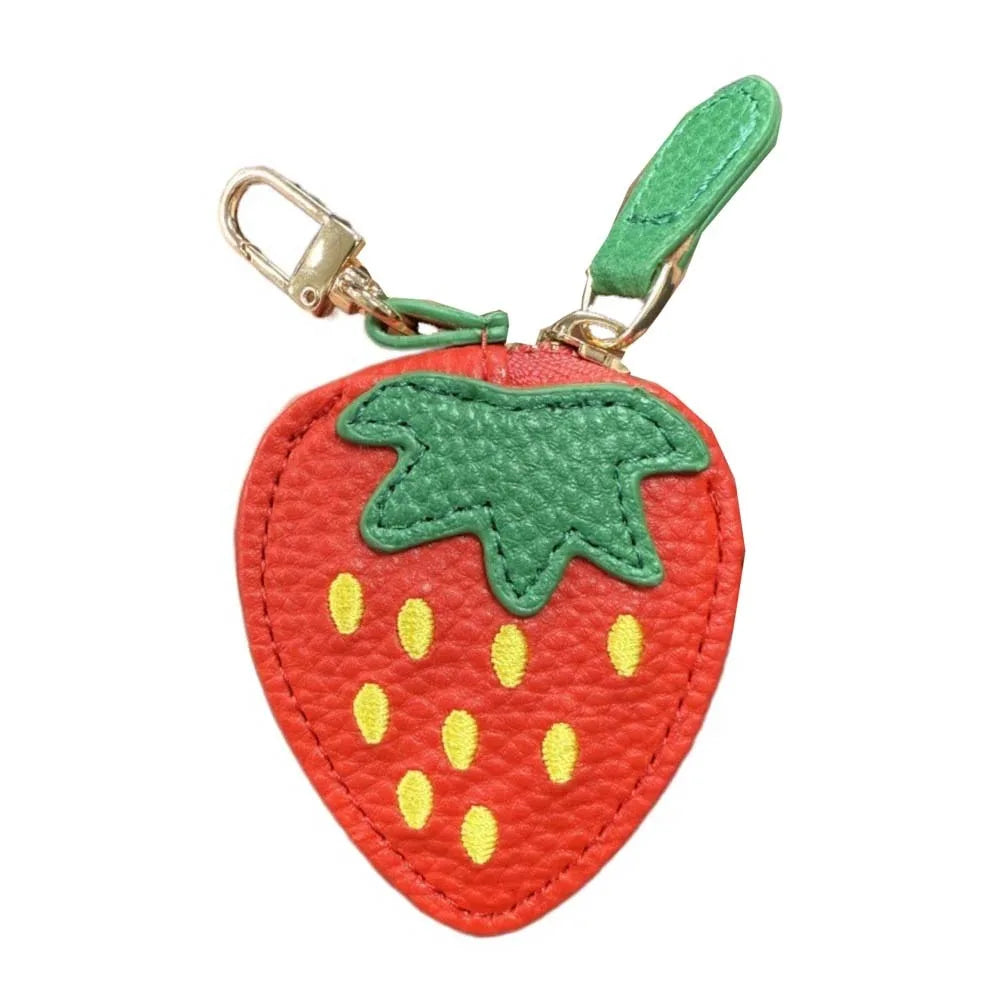Polyester Cherry/Strawberry Coin Purse | Cute Fruit Shape Keychain Earphone Bag Luxegan