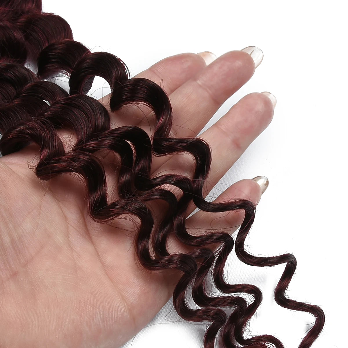 Deep Wave 100% Brazilian Remy Human Hair Bulk for Boho Braids | 99J No Weft Deep Curly Braiding - view 6