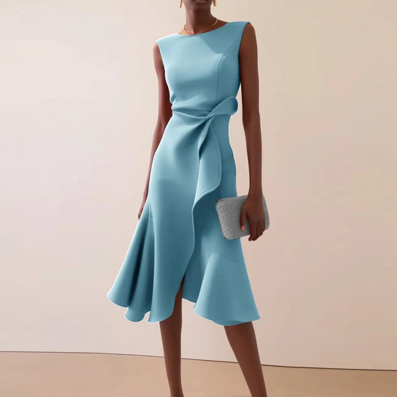 Women's Sleeveless Ruffle A-Line Dress Luxegan