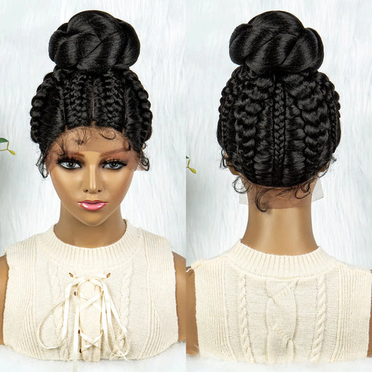 KIMA Bun Updo Braided Wig | Cornrow Style | Lace Front with Baby Hair Luxegan