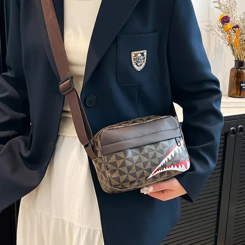 Bolso cruzado creativo con boca de tiburón, monedero simple, bolso para teléfono móvil, bolso cruzado informal de moda, bolso cuadrado pequeño de gran capacidad