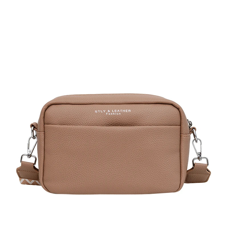 Wide-Strap Crossbody Bag | Casual Solid Color Satchel Luxegan