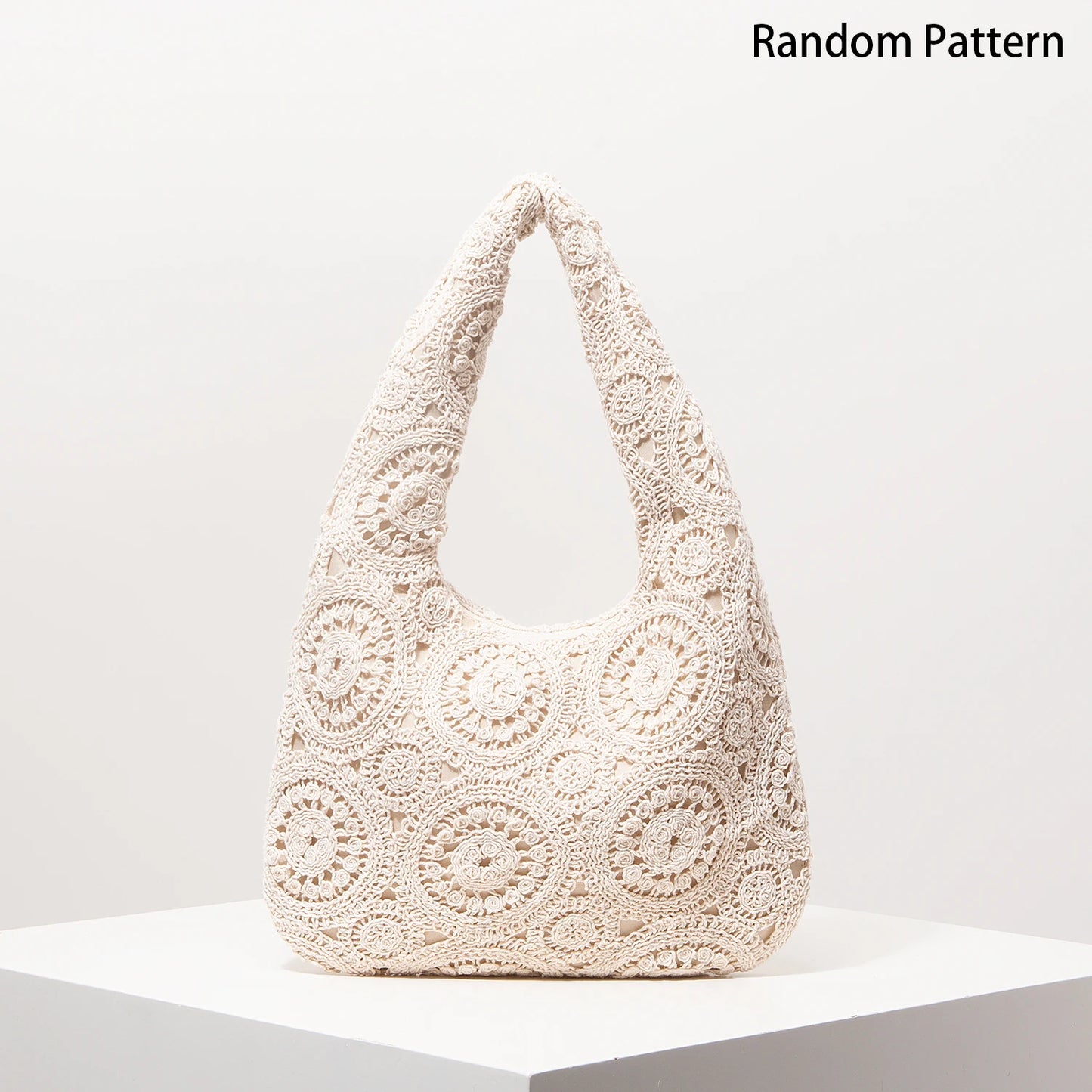 Pattern Hollow Woven Shoulder Bag | Bohemia Straw-Style Beach Bag | Premium Crochet Set Vacation Handbag for Spring & Summer Luxegan