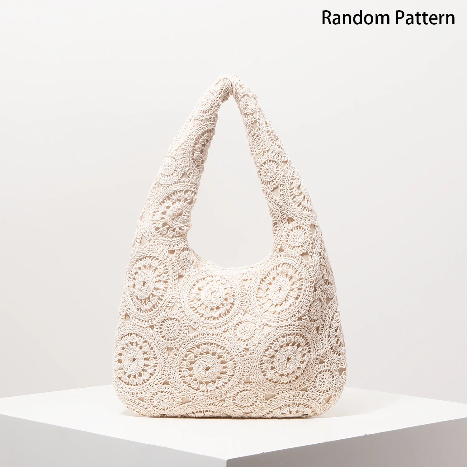 Pattern Hollow Woven Shoulder Bag | Bohemia Straw-Style Beach Bag | Premium Crochet Set Vacation Handbag for Spring & Summer Luxegan