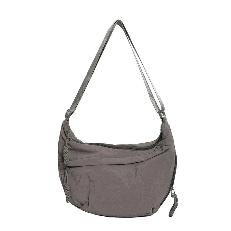Solid Color Trendy Single Shoulder Bag | Women's Daily Casual Simple Dumpling Bag Versatile Canvas Bag Luxegan