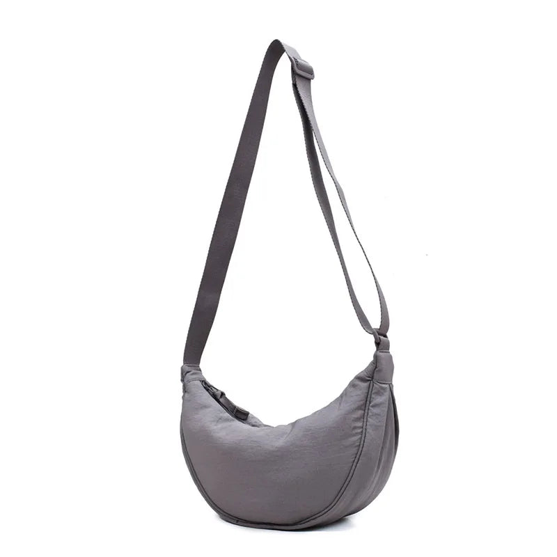 Solid Color Women's Portable Shoulder Bag Simple Female Nylon Cloth Padded Crossbody Bags | Travel Purse Handbags Messenger Bag Luxegan