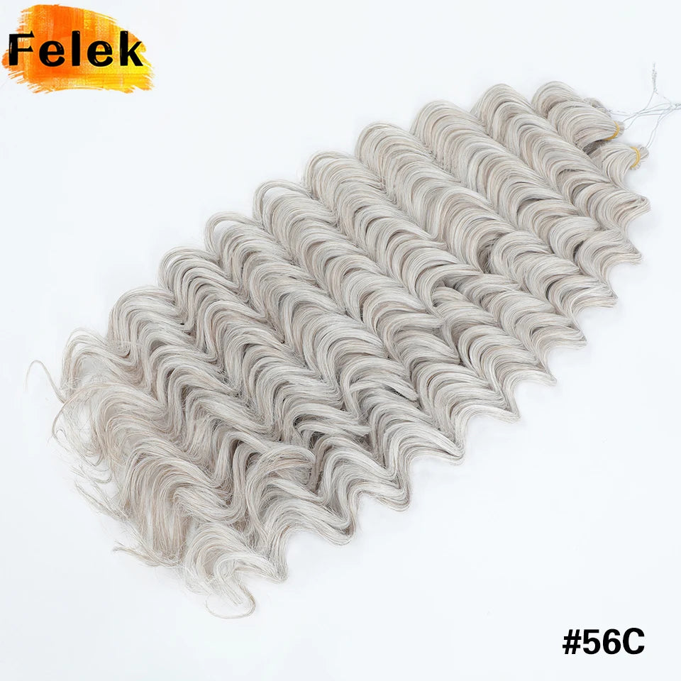 Deep Wave Crochet Braiding Hair 24in | 50 Strands 110g | 16 Colors | Water Wave Twist