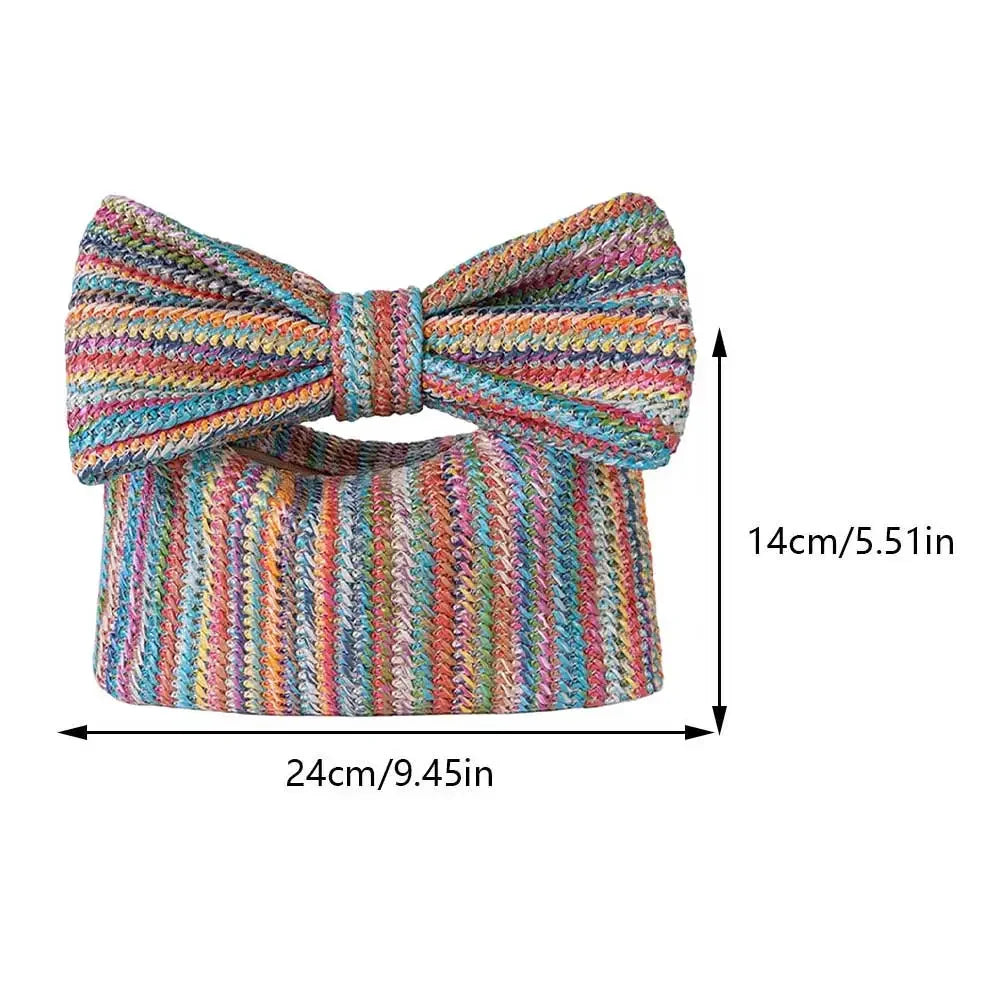 Summer Straw Woven Clutch Bag | Women's Bow Purse Luxury Design Ladies' Evening Handbag Luxegan