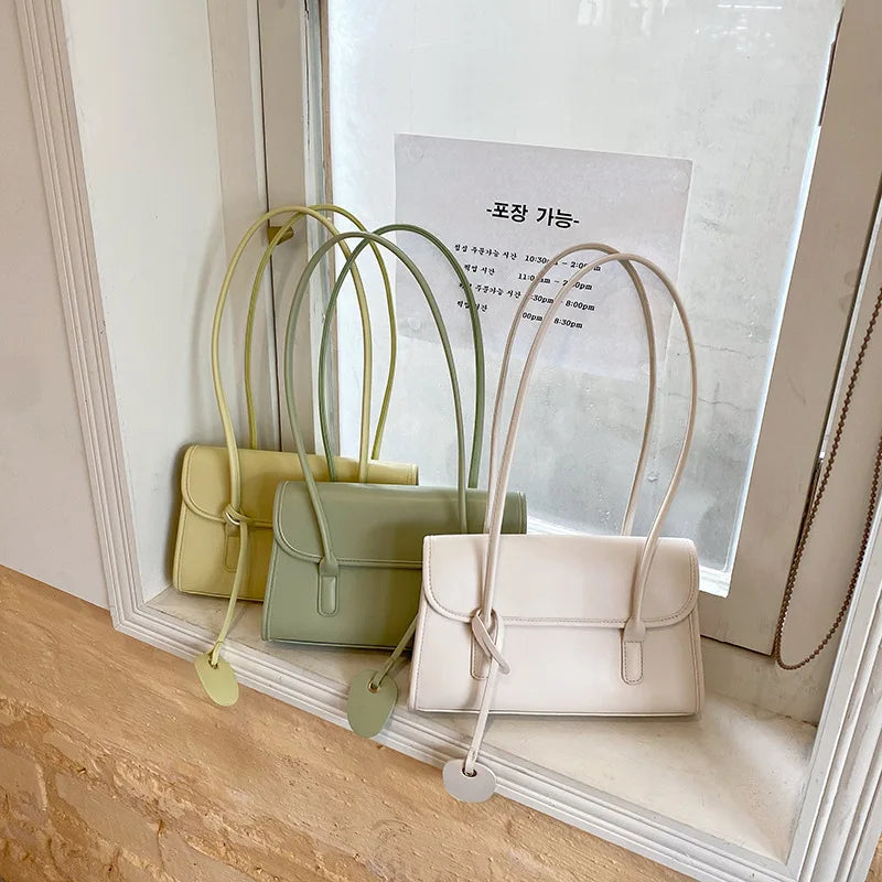 Fashion Designer Luxury Brand PU Leather Shoulder Bag | Simple Solid High Quality Female Square Handbag Luxegan