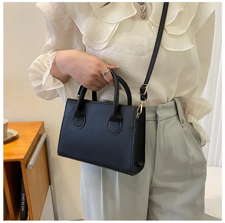 Elegant Black Handbag with Dual Handles | Chic Crossbody Bag & Retro Stylish Tote (Small Bag for Women & Girls) Luxegan