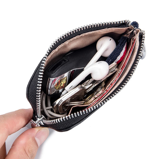 Genuine Leather Cowhide Square Coin Purse | Soft Ultra-thin Zipper Wallet Luxgan