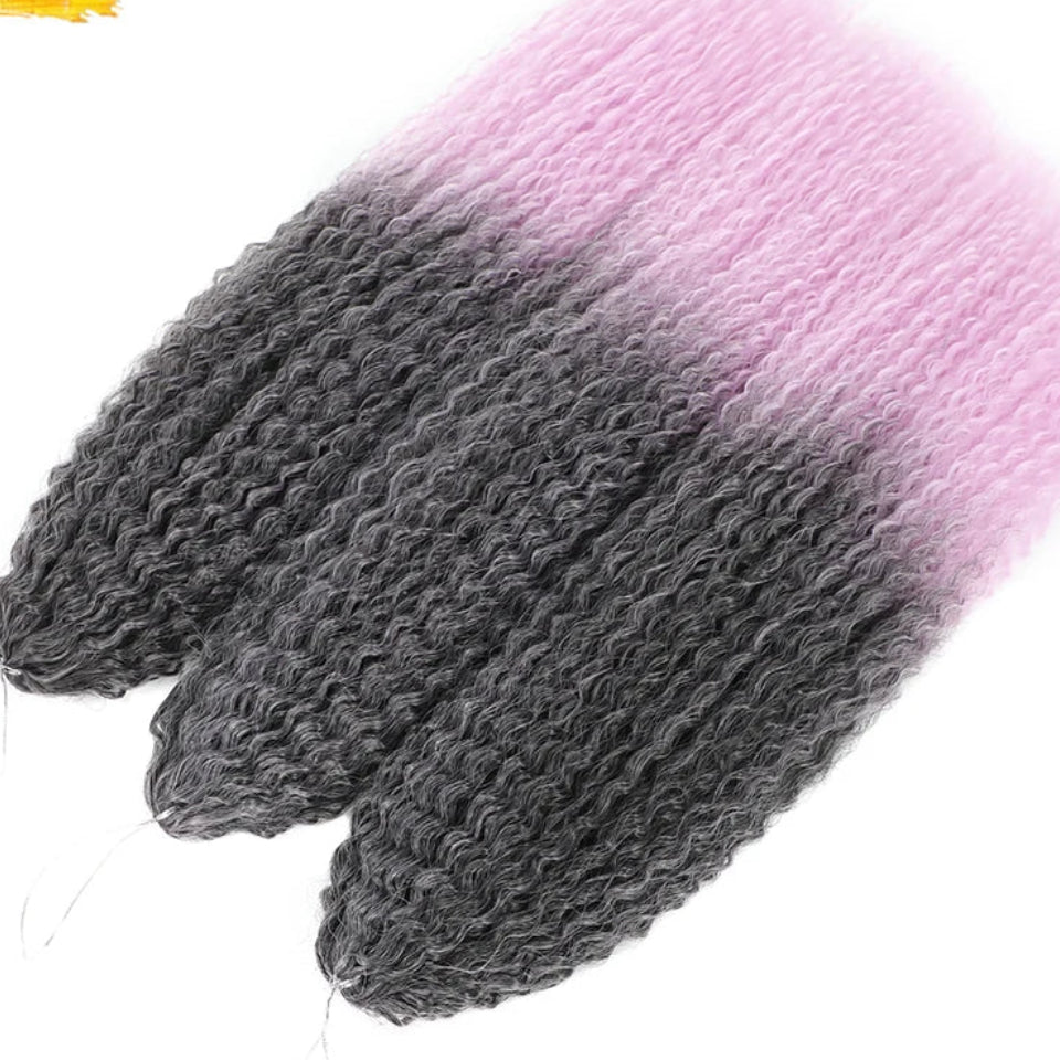 20-28 Inch Afro Curl Kinky Curly Crochet Braiding Hair | Synthetic Ombre Hair Extensions 60 Strands