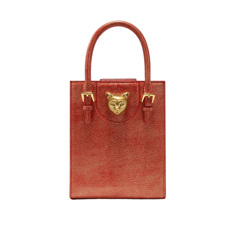 Hard Split Leather Cat Luxury Mini Bag | Designer Box Crossbody Luxegan