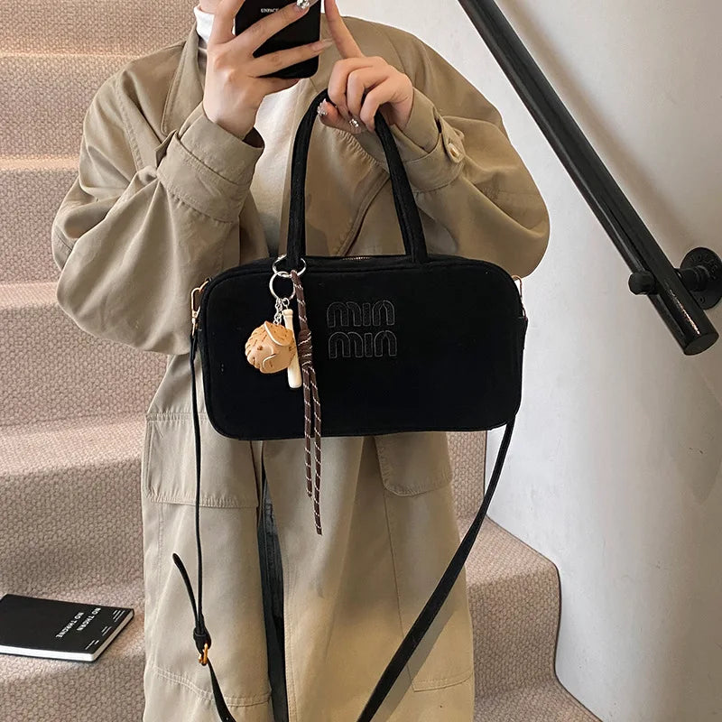 Matte Leather Tote Bag | Women's Shoulder Bag & Autumn Trend New Style Ladies Bowling Bag (Large Capacity Briefcase) Luxegan