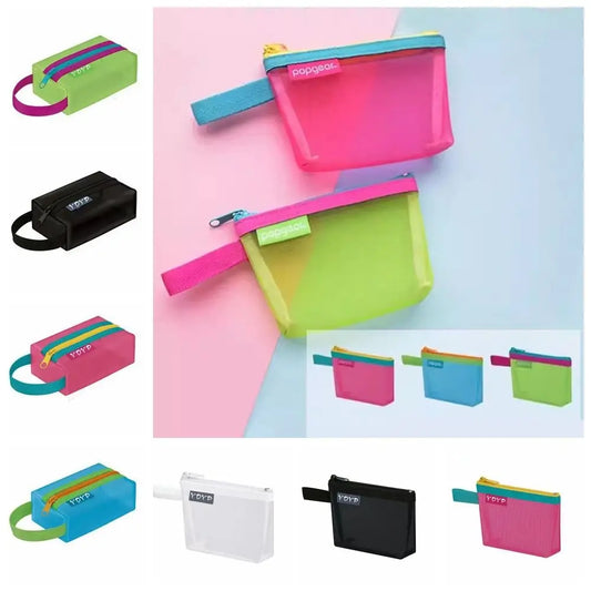 Mesh & Nylon Zipper Pouch | Transparent Travel Organizer & Coin Purse Luxegan