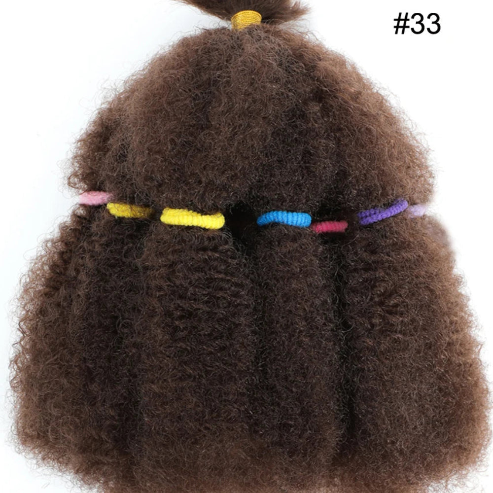 12-Inch Afro Kinky Curly Synthetic Braiding Hair Bulk - Ombre Marley Twists Crochet Extensions - Low Temperature Fiber Afro Twist Bulk Hair for Protective Styles (10 Strands/Pack, 50g) Luxegan