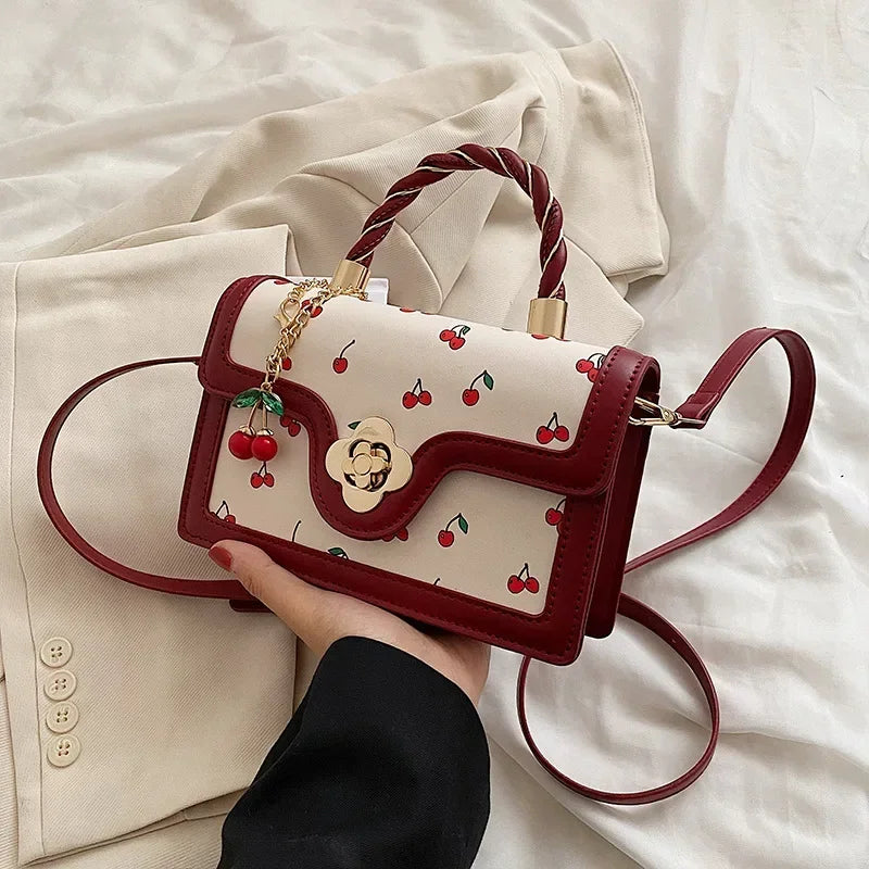 Sweet Cherry Small Square Crossbody | Luxury Chain Designer Handbag Luxegan